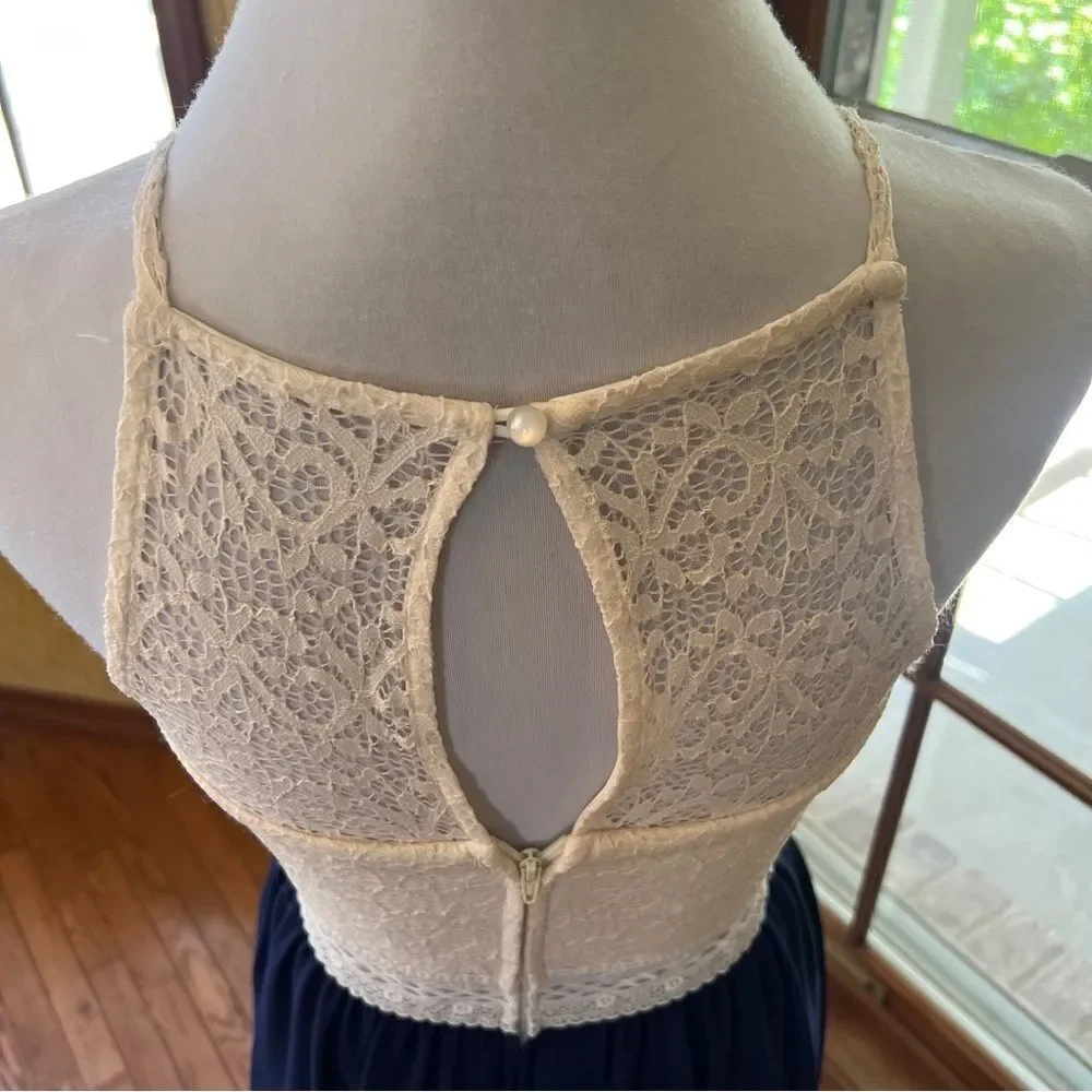 NWOT By x By Crochet Top Cream and Navy Sundress Junior Size 3